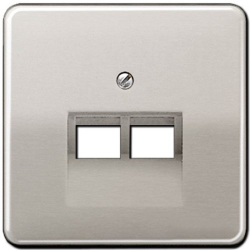 Лицевая панель Jung CD500 для 2-м. розетки RJ11/RJ45 платина фото Лицевая панель Jung CD500 для 2-м. розетки RJ11/RJ45 платина картинка